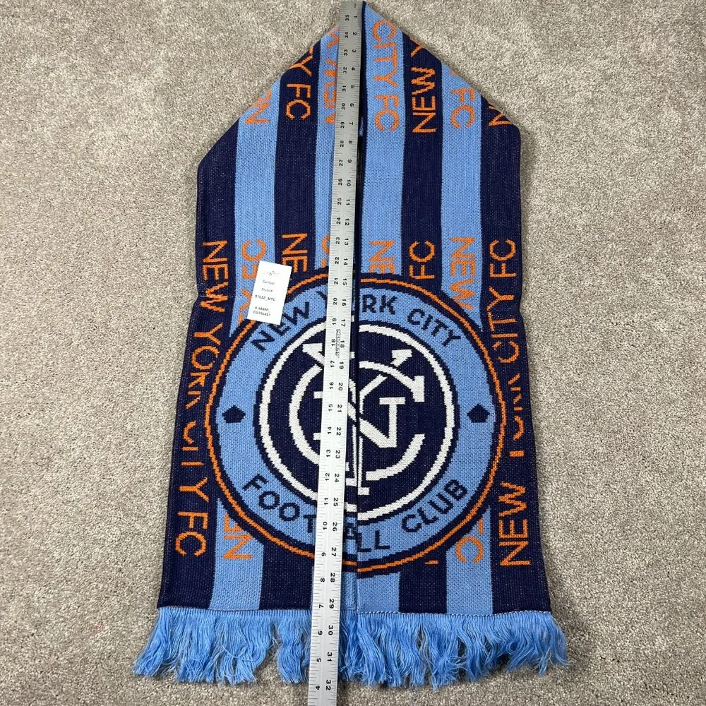 Adidas Unisex OSFA Blue Orange Winter Fringe New York City FC MLS Scarf‎ NWT